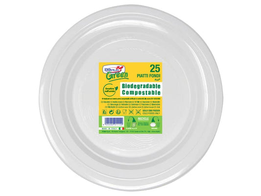 Piatti fondi Dopla Green bianco 25 pezzi - 7802
