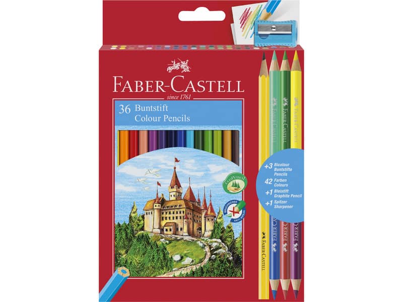 Matite colorate Faber-Castell Eco Il Castello Conf. 36 + 3 Bicolor + 1 Grafite - 110336