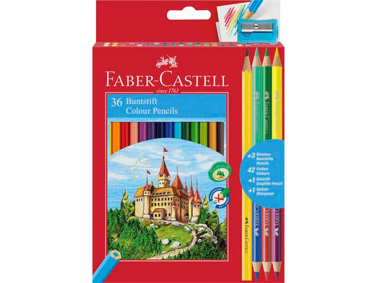 Matite colorate Faber-Castell Eco Il Castello Conf. 36 + 3 Bicolor + 1 Grafite - 110336