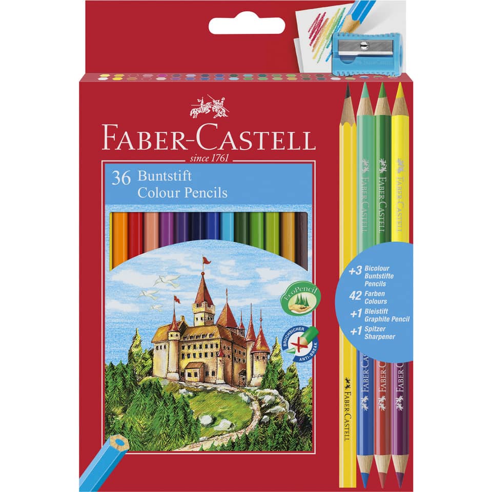 Matite colorate Faber-Castell Eco Il Castello Conf. 36 + 3 Bicolor + 1 Grafite - 110336