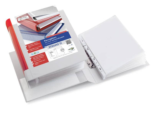 Raccoglitore personalizzabile Sei Rota Stelvio TI A4 - 2 anelli D 25 mm - dorso 4 cm bianco 35254601