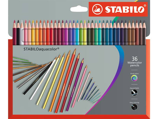 Matite colorate acquerellabili Stabilo aquacolor® astuccio in cartone assortiti Conf. 36 pezzi - 1636-7