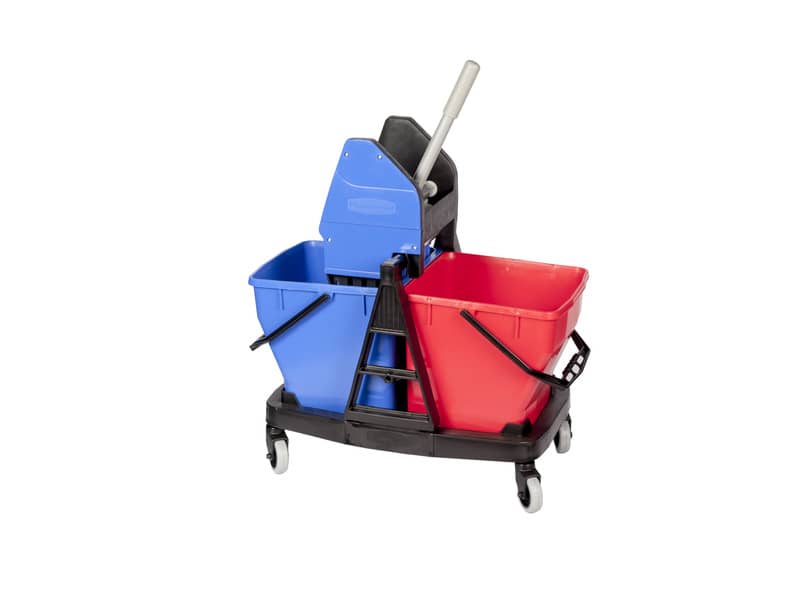 Kit Carrello Duo Bravo Rubbermaid +2 secchi 18 L + strizzatore rosso/blu R015111