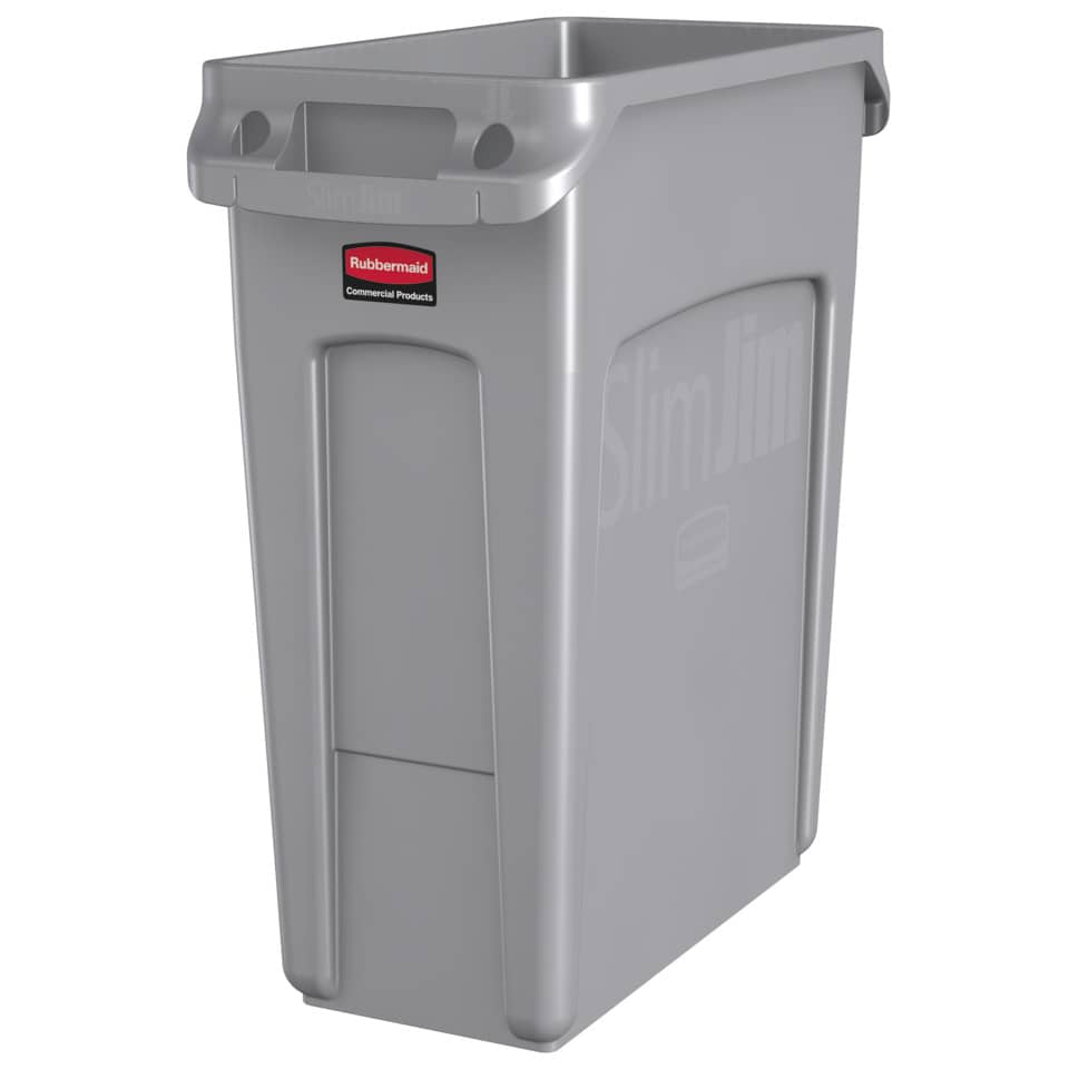 Contenitore rifiuti per differenziata Rubbermaid Slim Jim® con canali di ventilazione - 60 L Grey - 1971258