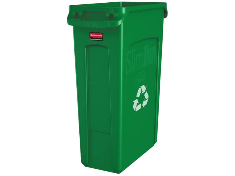 Contenitore rifiuti per differenziata Rubbermaid Slim Jim® con canali di ventilazione 87 L verde - FG354007GRN