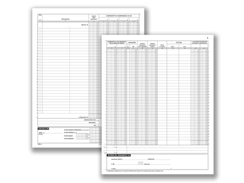 Registri dei corrispettivi data ufficio 36 pagg. numerate 31x24,5 cm DU1386N0000