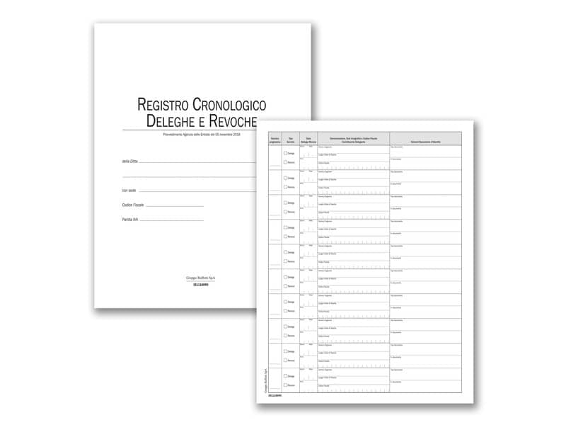 Registro cronologico deleghe/revoche data ufficio 48 pagg. 31x24,5 cm DU351118DR0