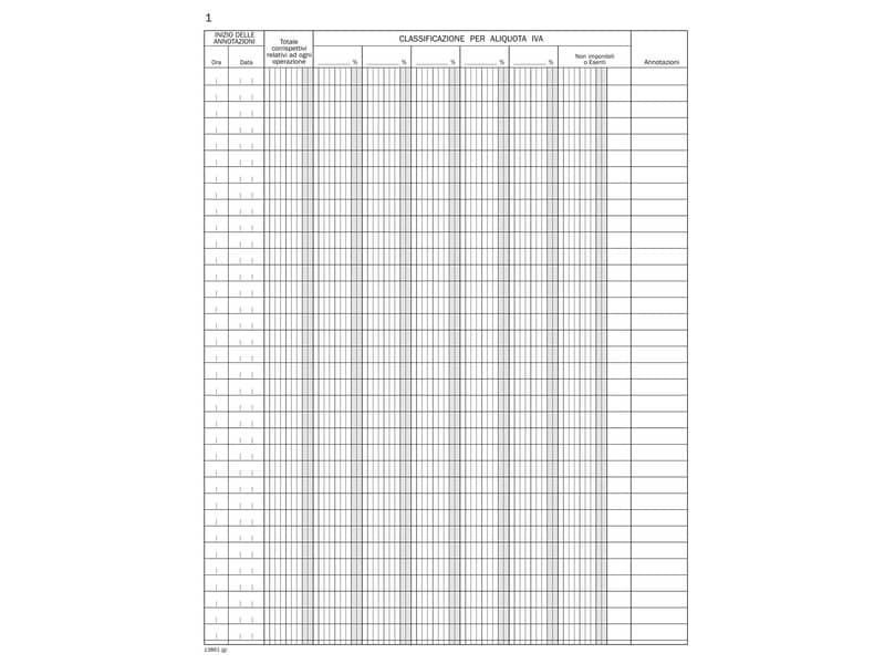 Registro corrispettivi registratori di cassa data ufficio - 48 fogli 31x24,5 cm DU138610000