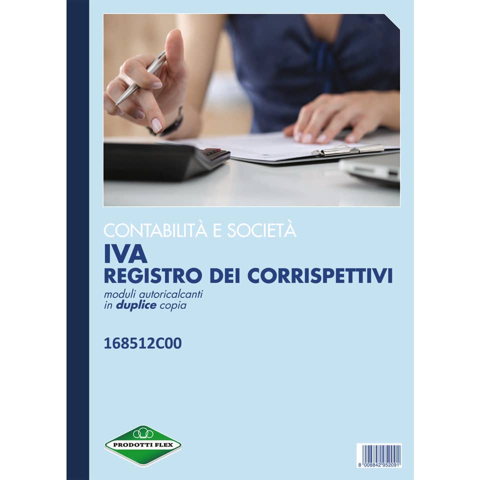 Blocco Registro Corrispettivi primanota dettaglianti data ufficio 29,7x21,5 cm 12x2 copie autoricalcanti - DU168512C00