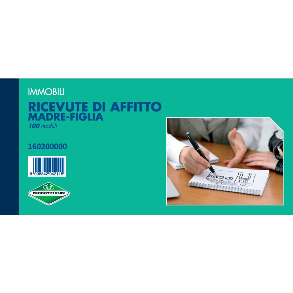 Blocco ricevute-fatture di affitto data ufficio 10x21,5 cm madre-figlia 100 fogli DU160200000