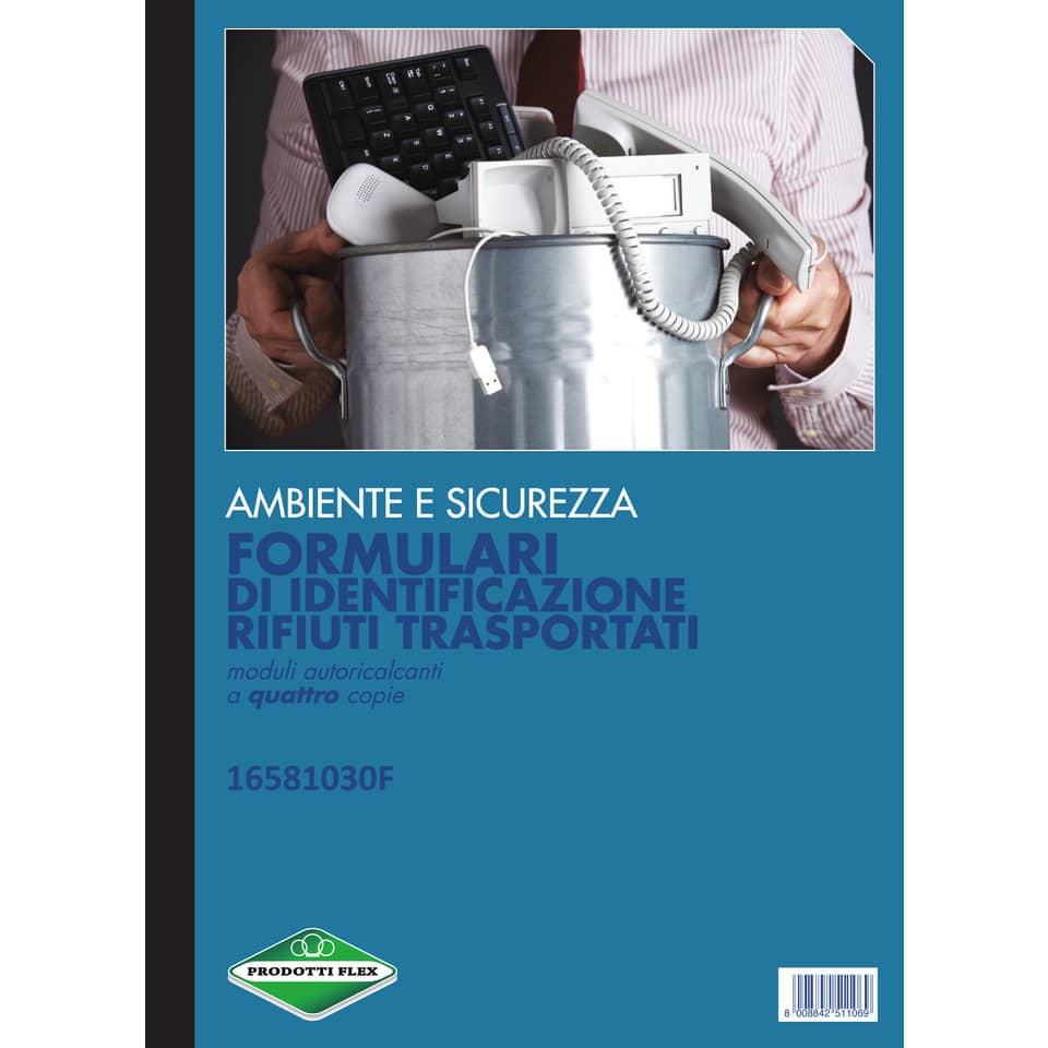 Blocco Formulario identificazione rifiuti trasportati Data Ufficio 29,7 x 21,5 cm 25x4 copie autoric. DU16581030F