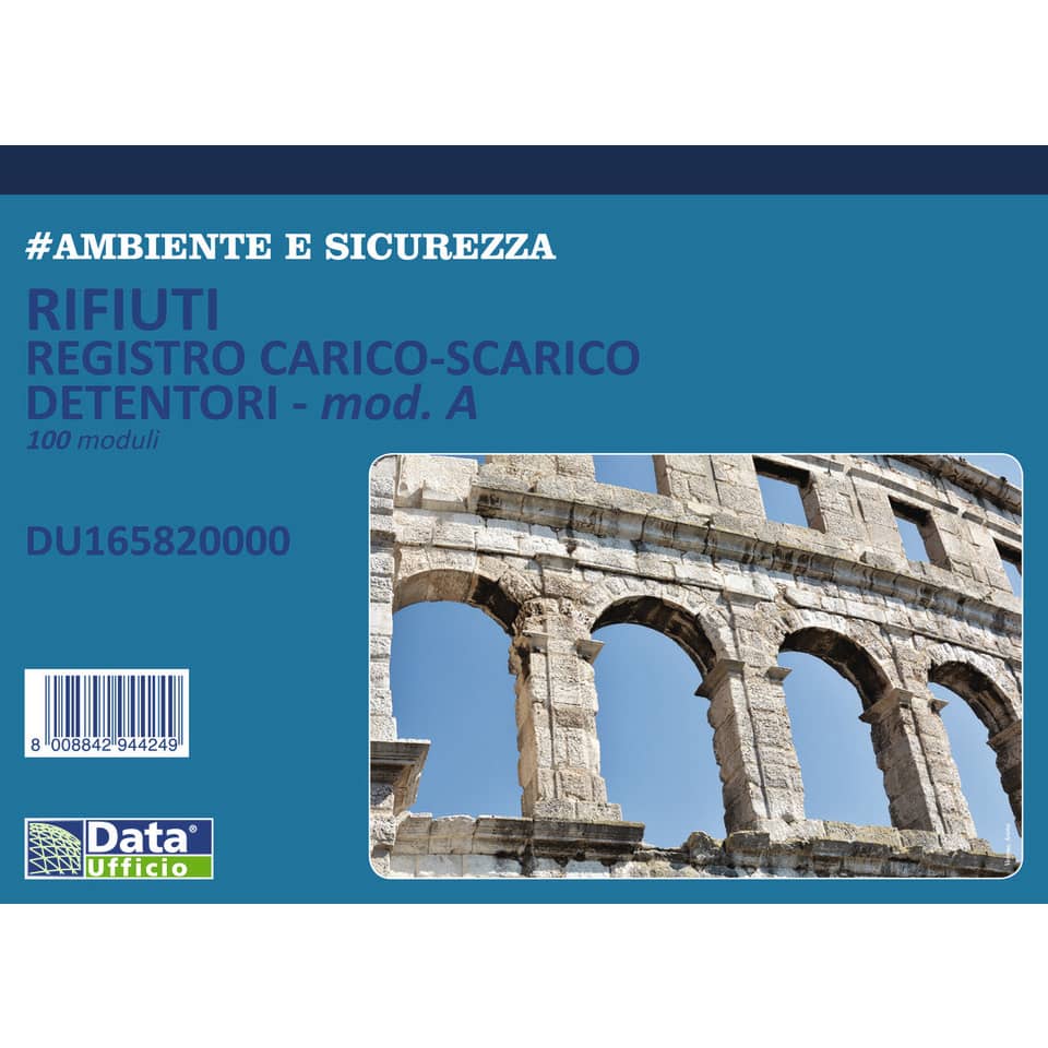 Registro carico-scarico rifiuti Mod. A per detentori Data Ufficio - 100 copie A4 - DU165820000