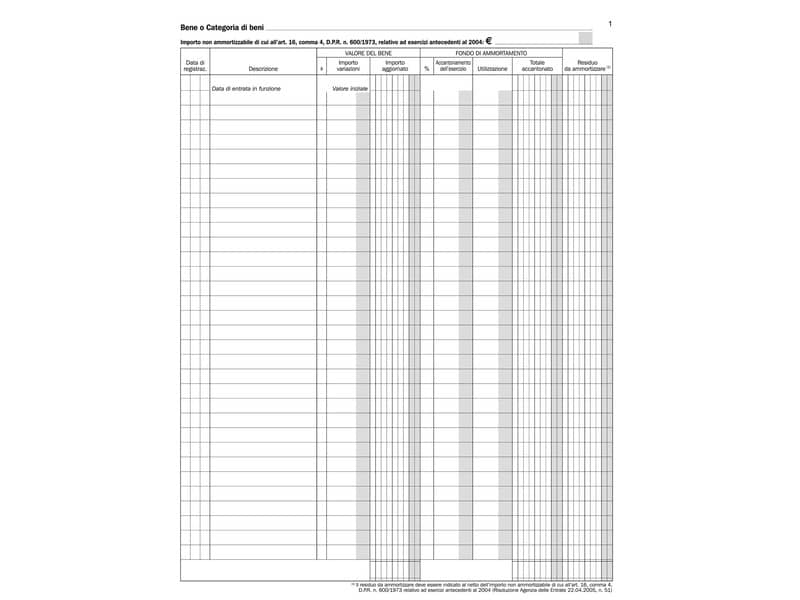 Registro Beni Ammortizzabili data ufficio - 100 pag - 31x24,5 cm DU136826000