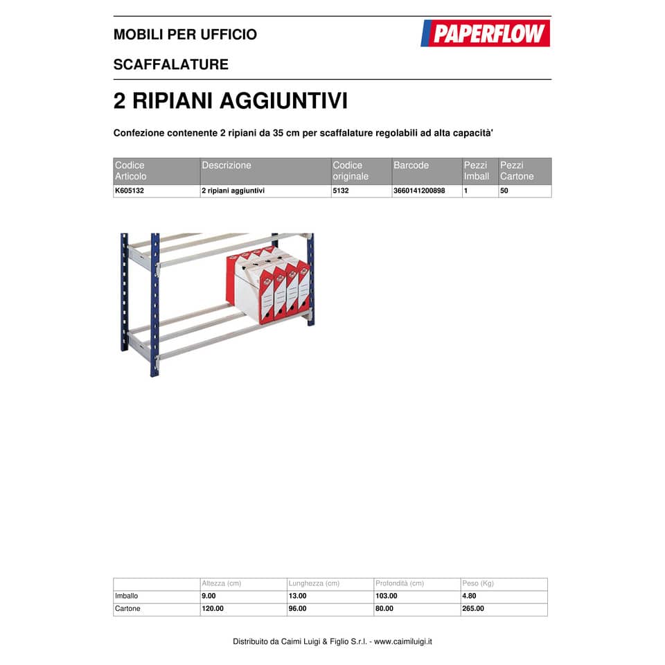 Staffe aggiuntive per scaffalatura Paperflow ad incastro RANG'ECO grigio 35 cm  conf. 2 pezzi - K605132