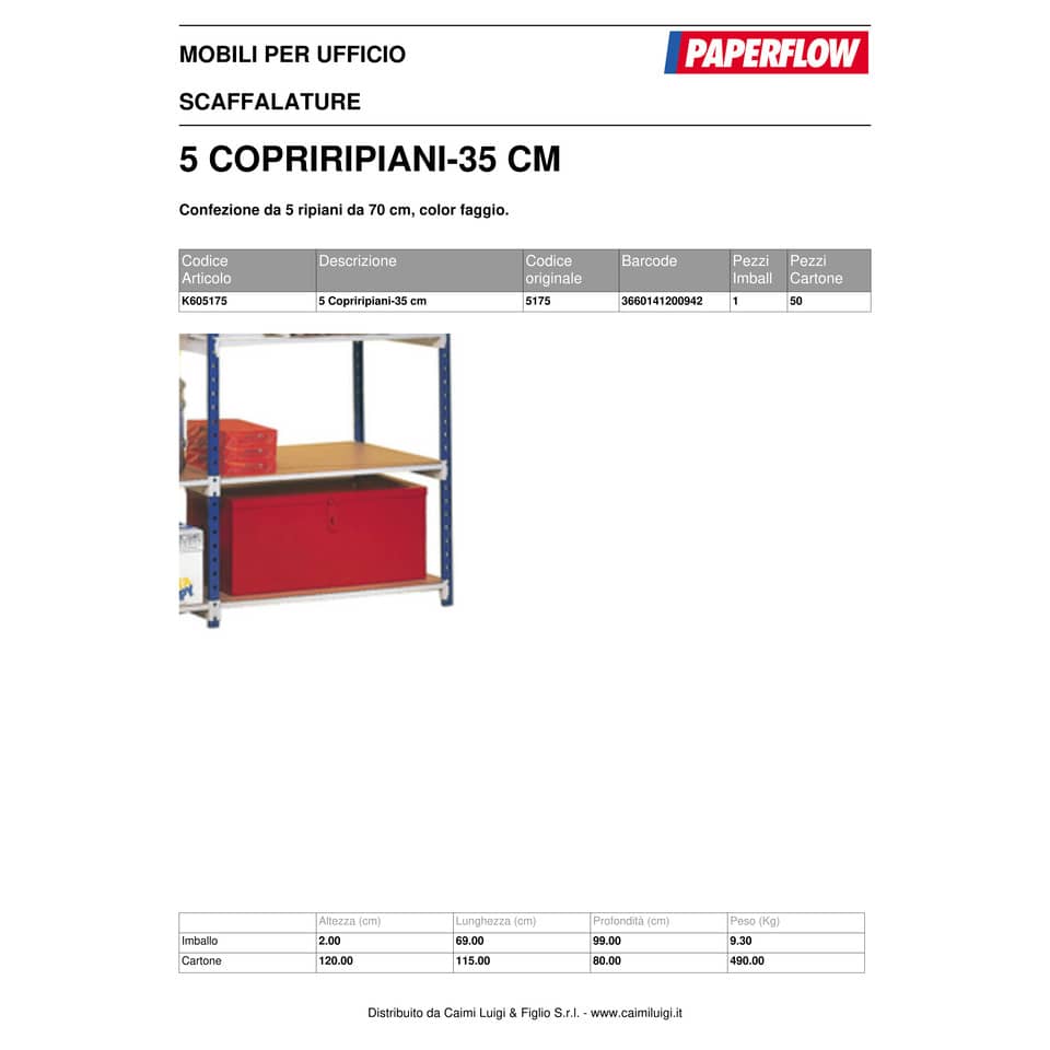 Ripiani per scaffalatura Paperflow RANG'ECO beige conf. 5 pezzi - K605175