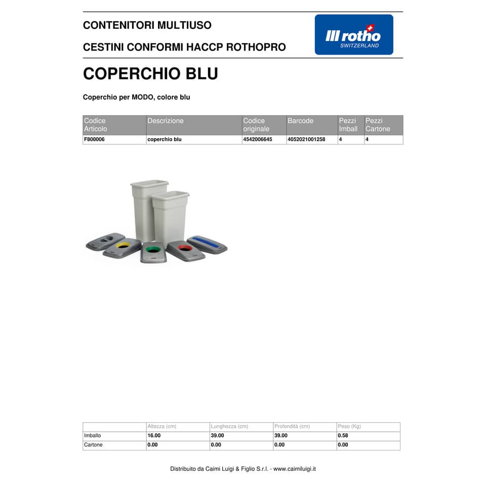 Coperchio per cestino Rotho MODO blu  F800006