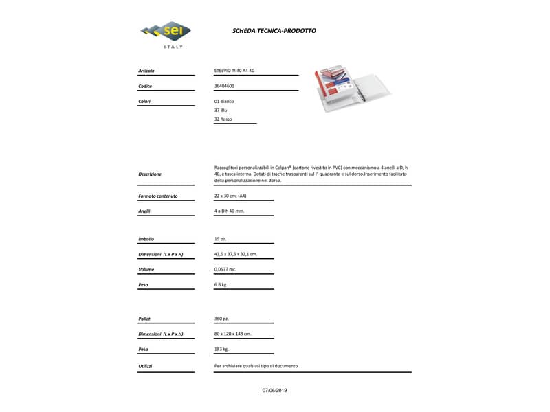 Raccoglitore personalizzabile Sei Rota Stelvio TI A4 - 4 anelli D 40 mm bianco dorso 5,5 cm - 36404601