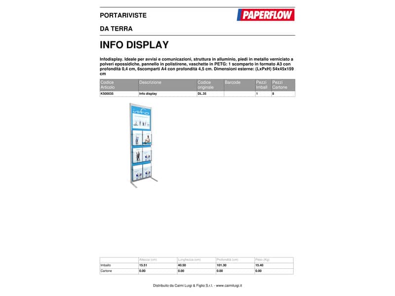 Espositore da terra Paperflow Infodisplay 7 scomparti alluminio K500035