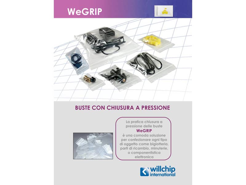 Buste Grip trasparenti WeGrip 18x25 cm trasparente neutra conf. da 1000 buste - TG180250