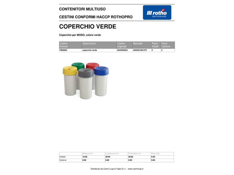 Coperchio per cestino Rotho MODO verde  F800005