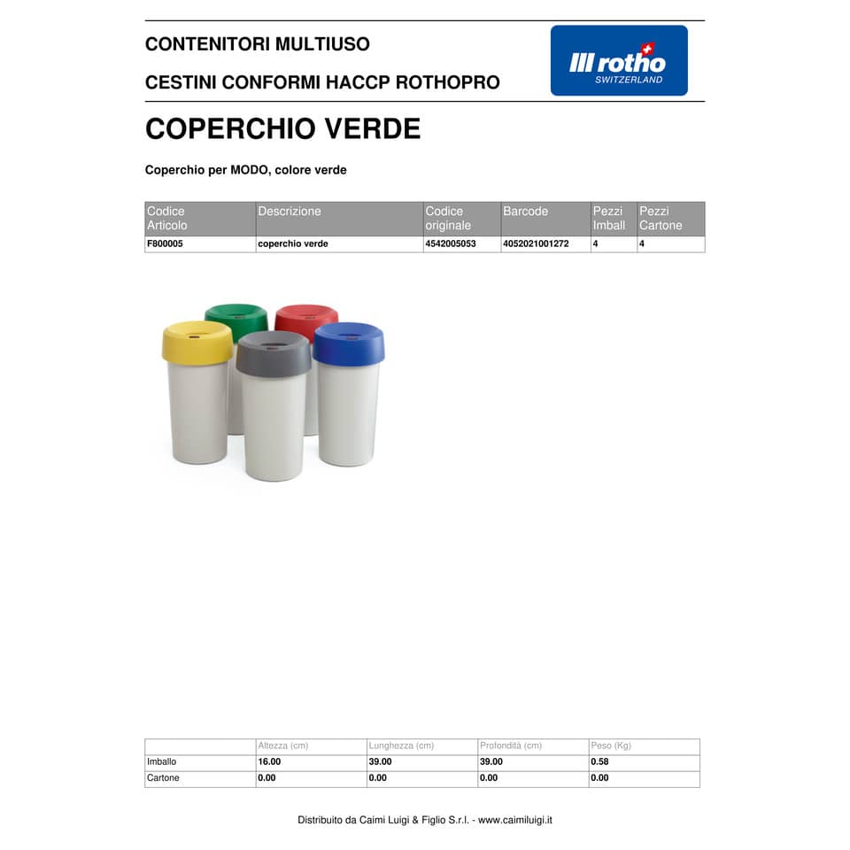 Coperchio per cestino Rotho MODO verde  F800005