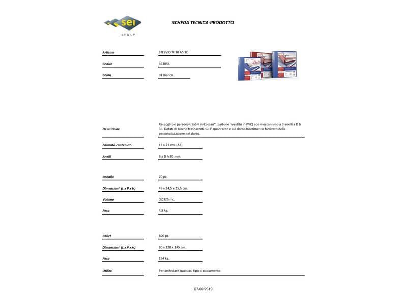 Raccoglitore personalizzabile Sei Rota Stelvio TI A5 - 3 anelli D 30 mm bianco dorso 5 cm - 36305401