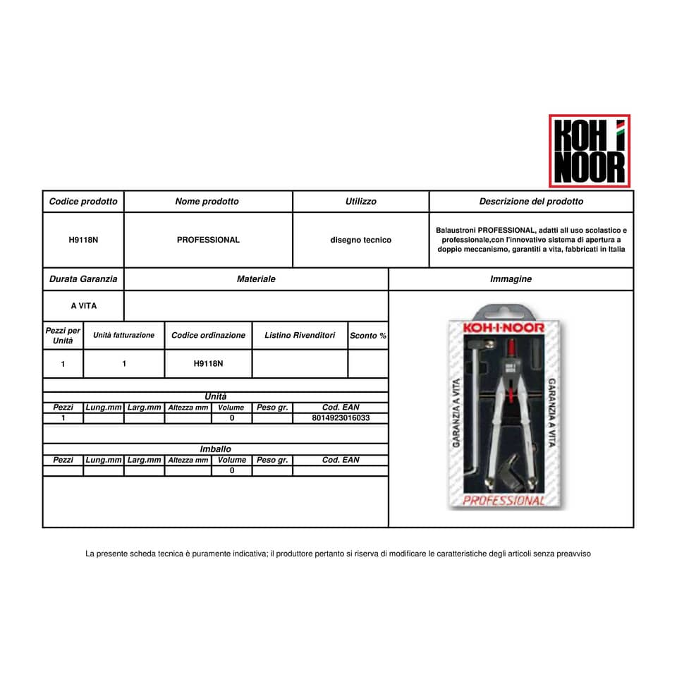 Balaustrone KOH-I-NOOR zama 170/300 mm  H91148N