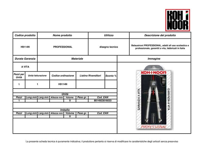 Balaustrone KOH-I-NOOR zama 170mm  H9114N