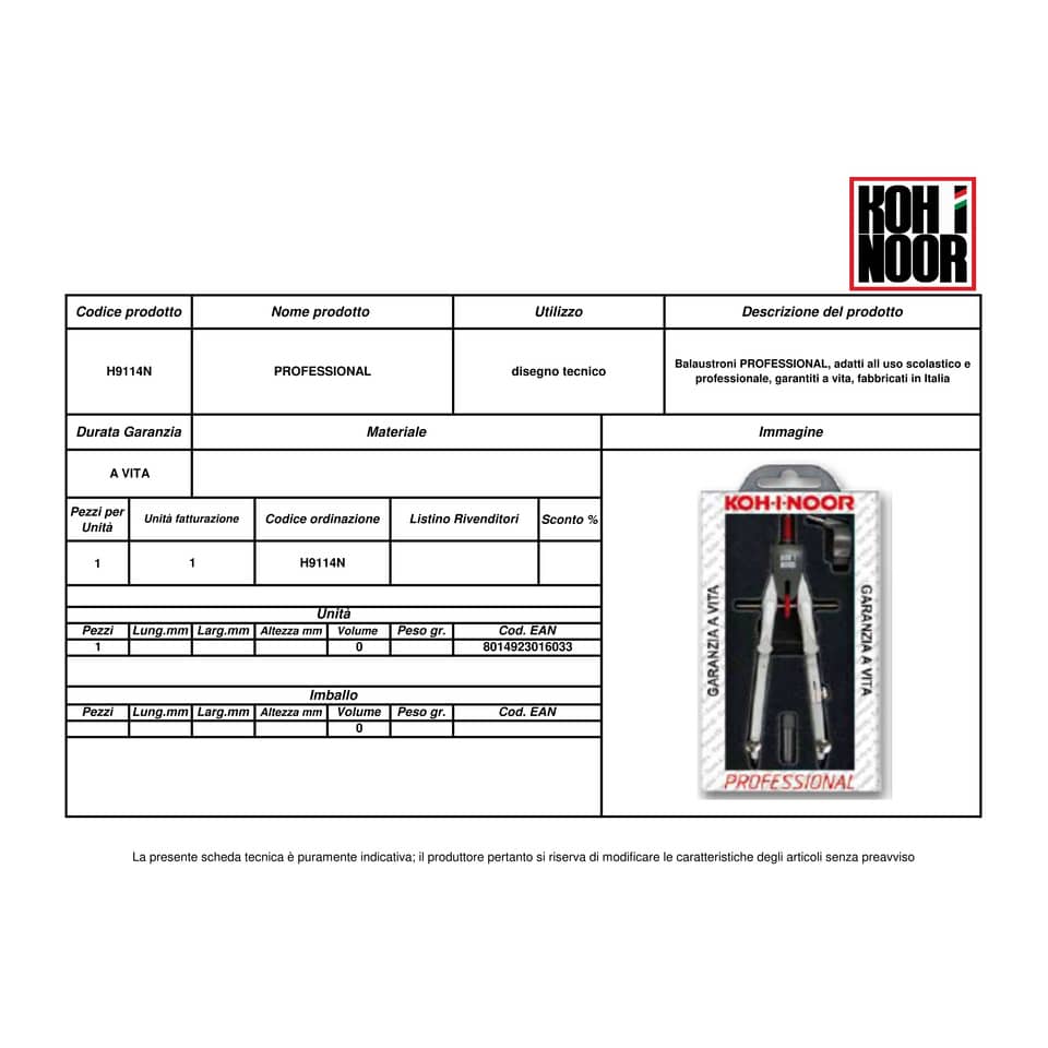 Balaustrone KOH-I-NOOR zama 170mm  H9114N
