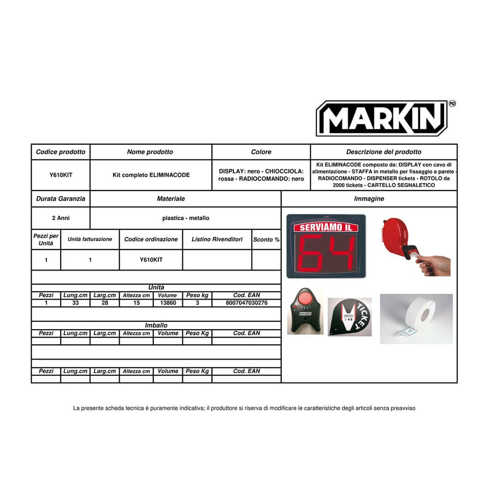 Kit eliminacode MARKIN  Y610KIT