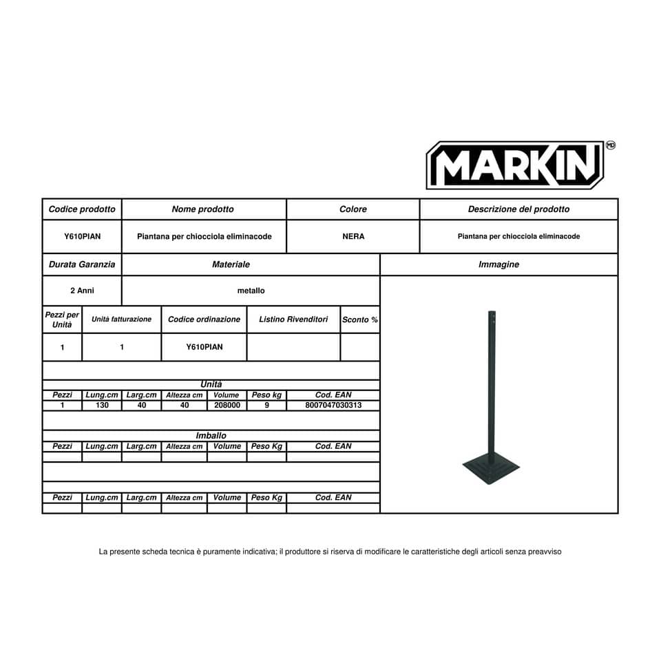 Piantana dispenser per eliminacode MARKIN altezza 130 cm Y610PIAN