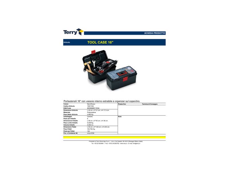 Portautensili TERRY Tool Case 16" 40x21x17,5 cm nero/rosso 1001163