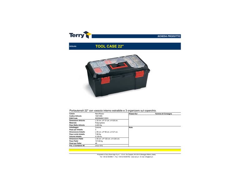 Portautensili TERRY Tool Case 22" 55x31x26 cm nero/rosso 1001355