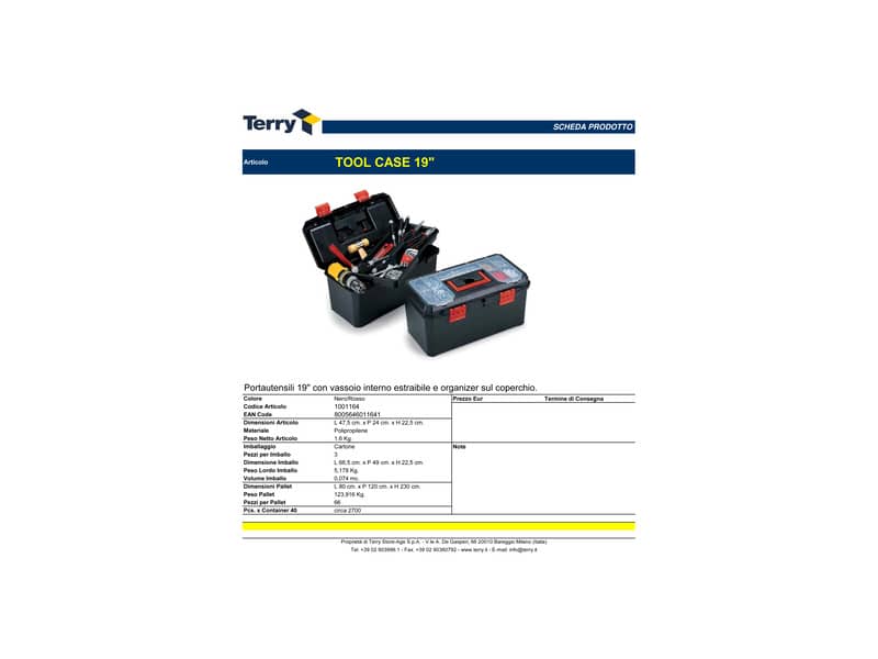 Portautensili TERRY Tool Case 19" 47,5x24x22,5 cm nero/rosso 1001164