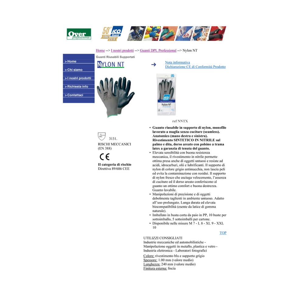 Guanti riusabili Icoguanti in nylon/nitrile XL blu NNTX/XL