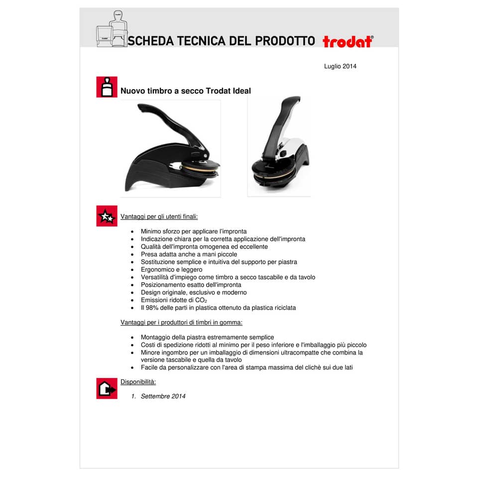 Timbro a secco in acciaio con piastra Ø 41mm TRODAT 970041/LS nero 77709