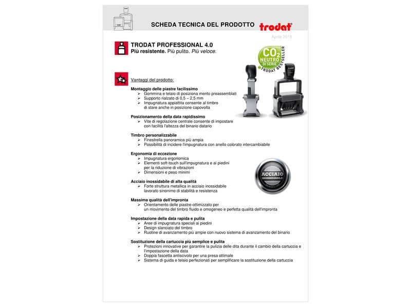 Datario autoinchiostrante Trodat Professional 5430/L con testo RICEVUTO - PAGATO - REGISTRATO 41x24 mm blu-rosso