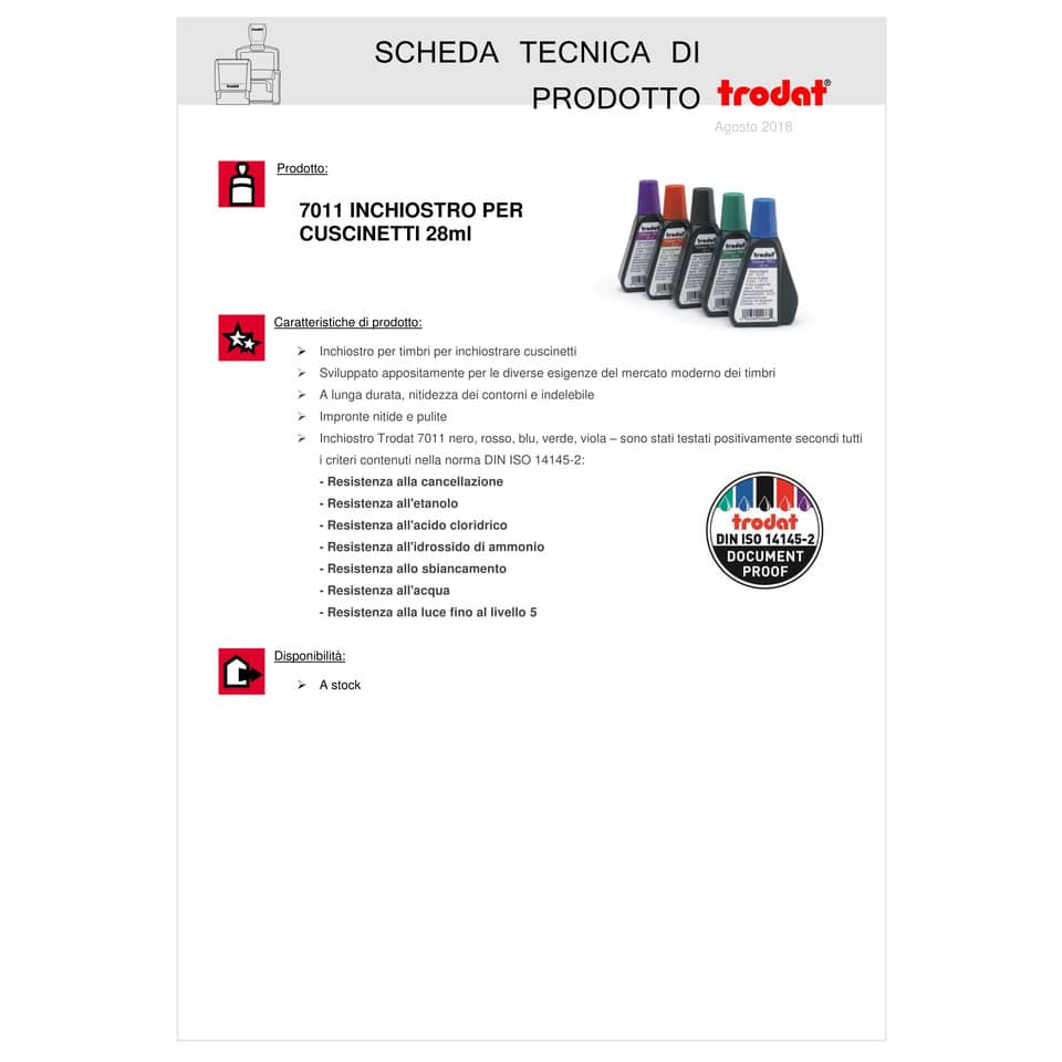 Inchiostro per timbri 7011 TRODAT 28 ml rosso 55885