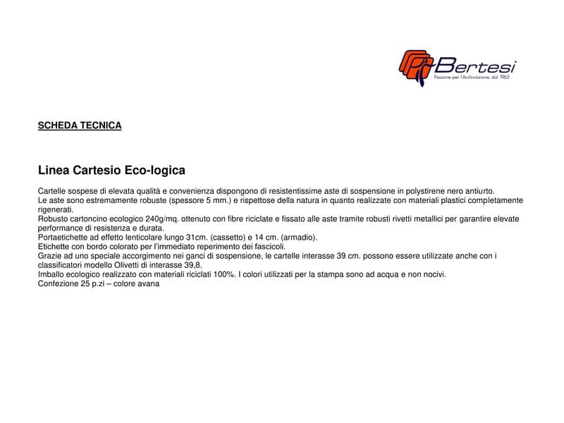 Cartelle sospese laterali per armadi CARTESIO ECO 33 cm fondo U 3 cm avana Conf. 25 pezzi - 114 F BETA 3 - A1