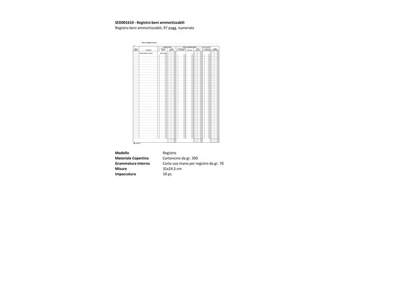 Contabilità Semper beni ammortizzabili - registro 97 pagine SED001610