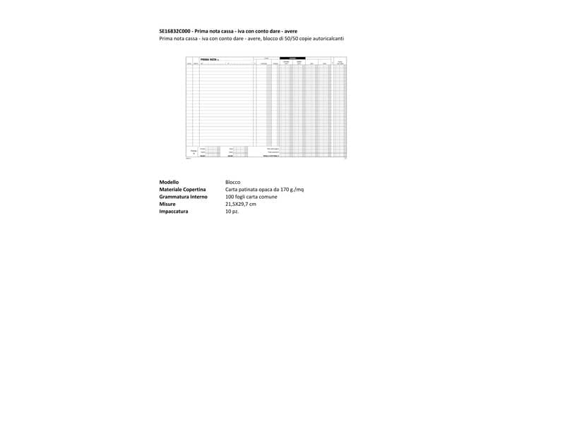 Contabilità Semper prima nota cassa IVA con conto dare-avere SE16832C000