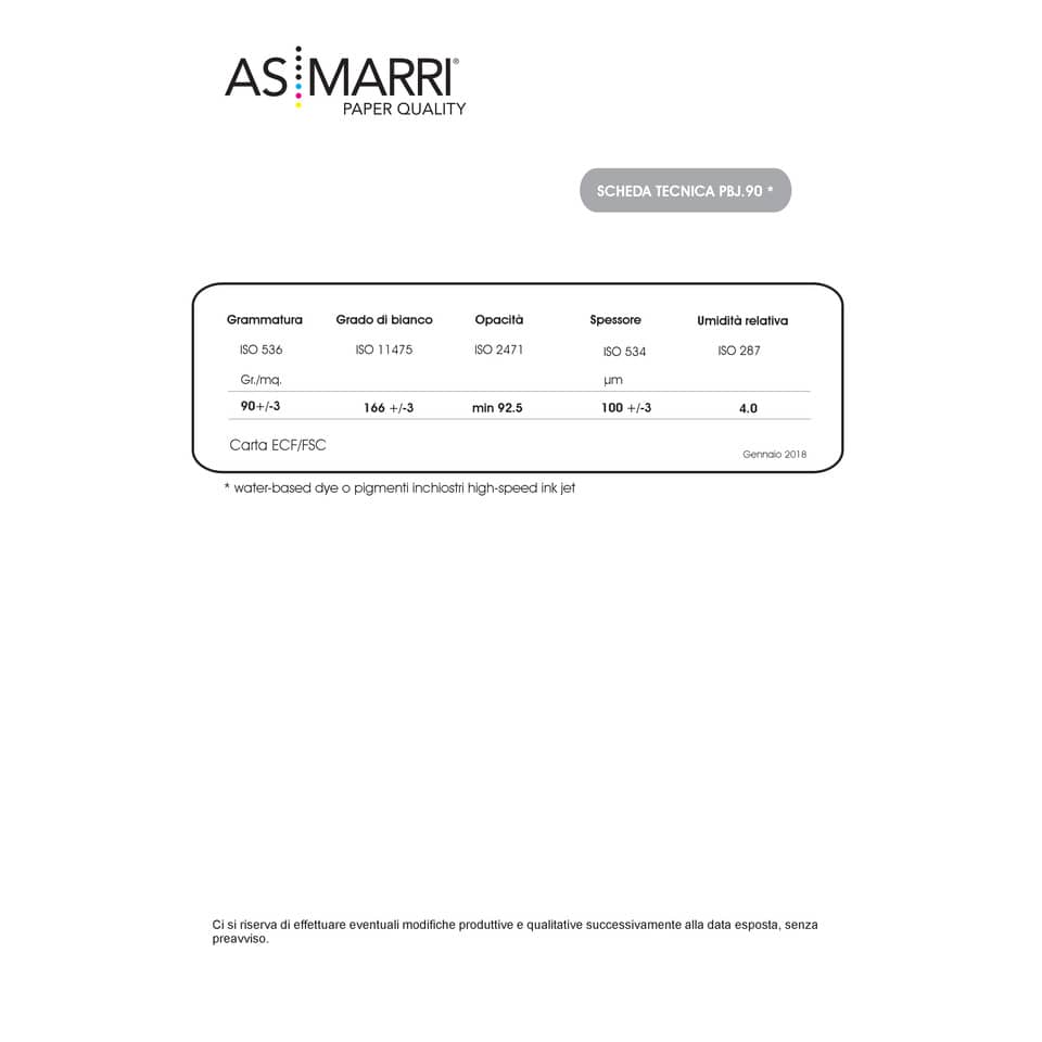 Carta plotter AS/Marri "Top Quality" 62,5 cm x 50 mt 90 g/m² - 6452