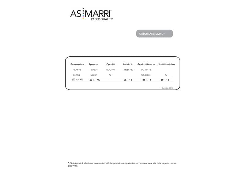 Carta calandrata AS/Marri per stampanti laser finitura lucida A4 200 g/m² conf. 250 fogli - 9064