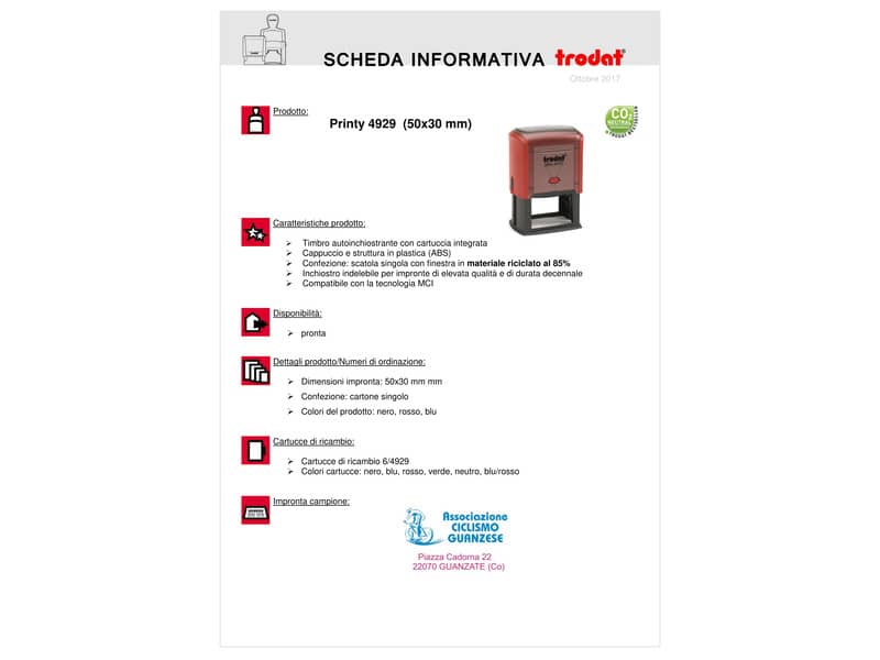 Timbro autoinchiostrante Trodat PRINTY 4929 in plastica 50x30 mm nero 45270