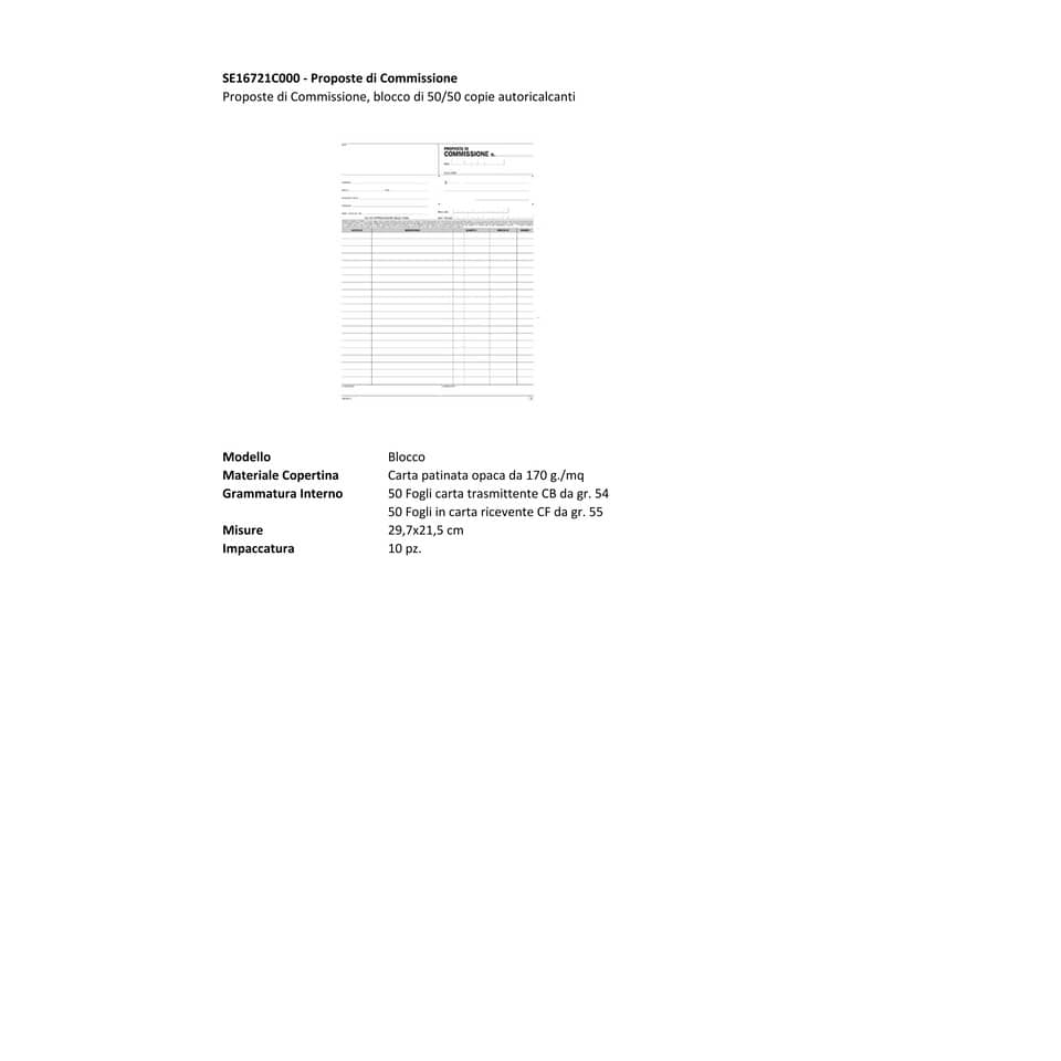 Proposte di commissione Semper 29,7x21,5 cm blocco di 50/50 copie autoricalcanti SE16721C000