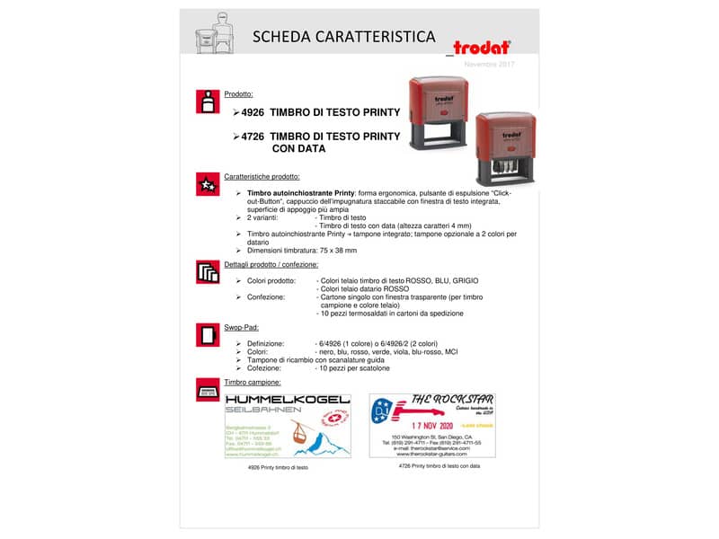 Timbro autoinchiostrante Trodat PRINTY 4926 in plastica 75x38 mm nero 45218