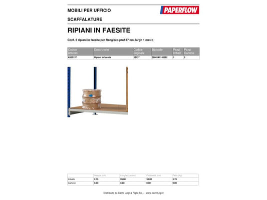 Scaffalature metalliche Paperflow Rang'Eco copriripiani faggio Conf. 6 ripiani - K652137