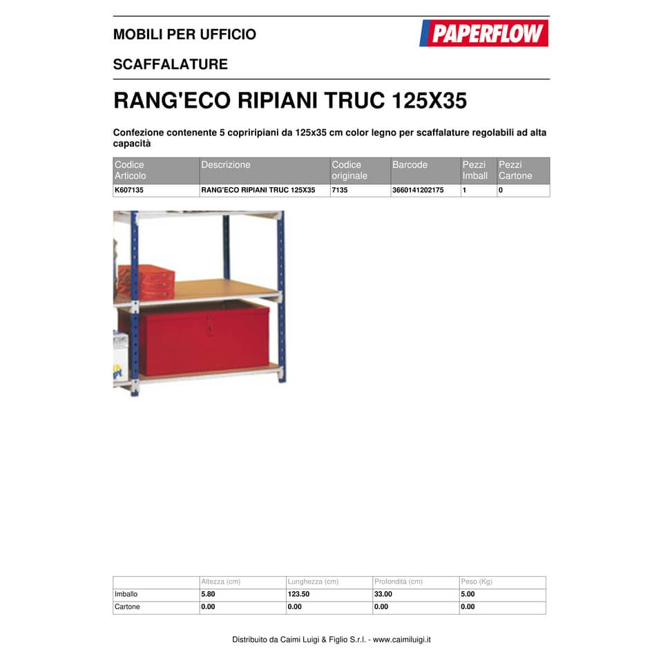 Scaffalatura metallica Paperflow Rang'Eco copriripiani faggio Conf. 5 ripiani - K607135