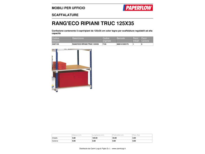 Scaffalatura metallica Paperflow Rang'Eco copriripiani faggio Conf. 5 ripiani - K607135