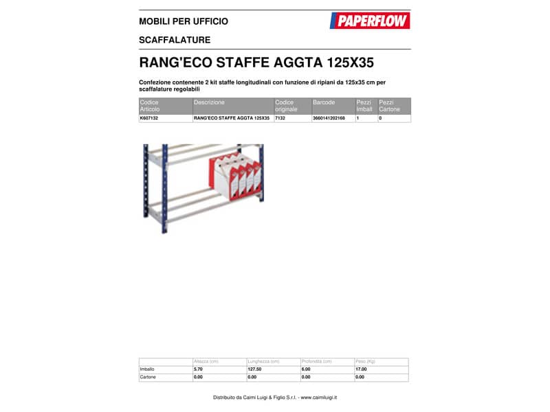 Scaffalatura metallica Paperflow Rang'Eco staffe aggiuntive grigio K607132